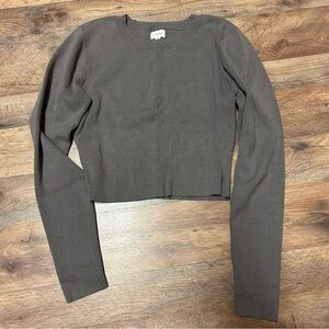 l.a. hearts grey cropped ribbed sweater